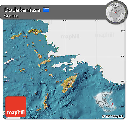 Satellite Map of Dodekanissa, single color outside