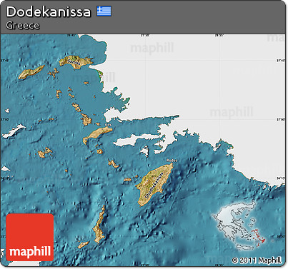Satellite Map of Dodekanissa, single color outside