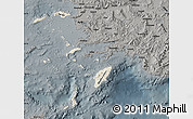 Shaded Relief Map of Dodekanissa, darken, semi-desaturated