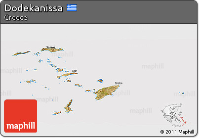 Satellite Panoramic Map of Dodekanissa, cropped outside