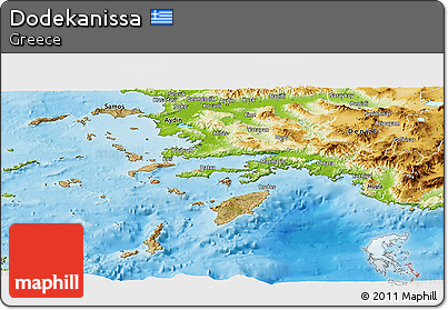 Satellite Panoramic Map of Dodekanissa, physical outside