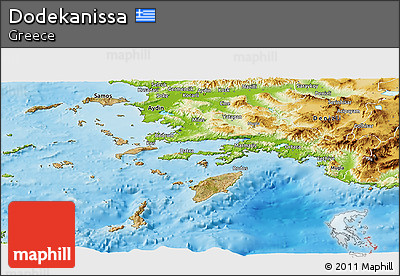 Satellite Panoramic Map of Dodekanissa, physical outside