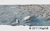 Shaded Relief Panoramic Map of Dodekanissa, darken, semi-desaturated