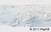 Shaded Relief Panoramic Map of Dodekanissa, lighten, semi-desaturated