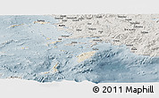 Shaded Relief Panoramic Map of Dodekanissa, semi-desaturated