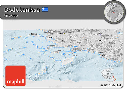 Silver Style Panoramic Map of Dodekanissa