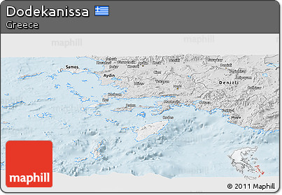 Silver Style Panoramic Map of Dodekanissa