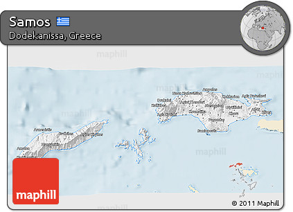 Classic Style 3D Map of Samos, single color outside