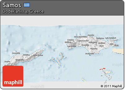 Classic Style 3D Map of Samos, single color outside