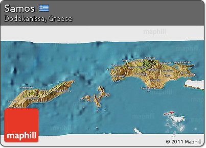 Satellite 3D Map of Samos, single color outside