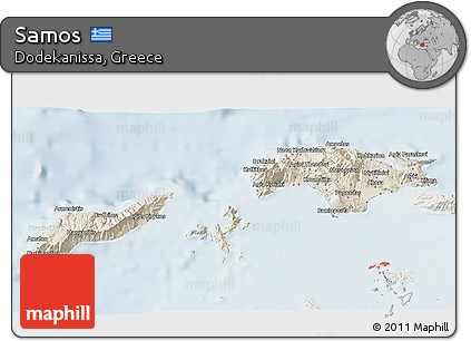 Shaded Relief 3D Map of Samos, lighten