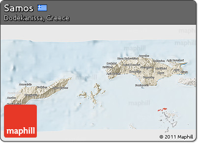 Shaded Relief 3D Map of Samos, lighten