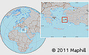 Gray Location Map of Samos, highlighted parent region