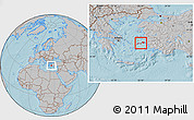 Gray Location Map of Samos, hill shading