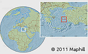 Savanna Style Location Map of Samos, hill shading