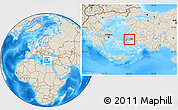 Shaded Relief Location Map of Samos, highlighted parent region