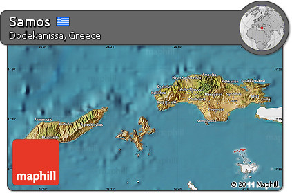 Satellite Map of Samos, single color outside