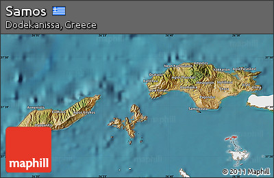 Satellite Map of Samos, single color outside