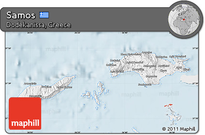 Silver Style Map of Samos, single color outside