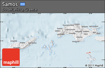 Silver Style Map of Samos, single color outside