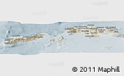 Shaded Relief Panoramic Map of Samos, semi-desaturated