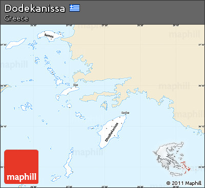 Classic Style Simple Map of Dodekanissa, single color outside