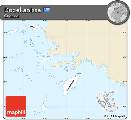 Classic Style Simple Map of Dodekanissa, single color outside