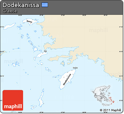 Classic Style Simple Map of Dodekanissa, single color outside