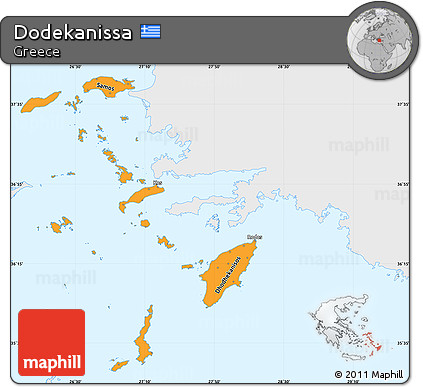 Political Simple Map of Dodekanissa, single color outside