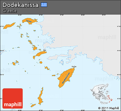 Political Simple Map of Dodekanissa, single color outside