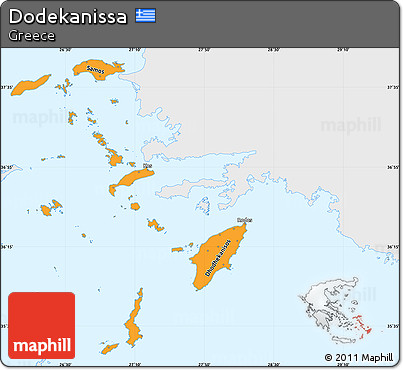 Political Simple Map of Dodekanissa, single color outside