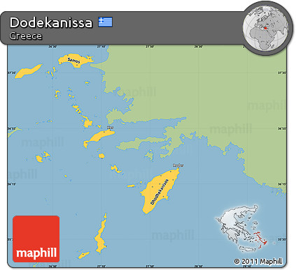 Savanna Style Simple Map of Dodekanissa, single color outside