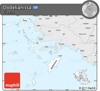 Silver Style Simple Map of Dodekanissa