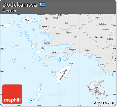 Silver Style Simple Map of Dodekanissa