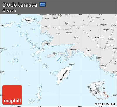 Silver Style Simple Map of Dodekanissa