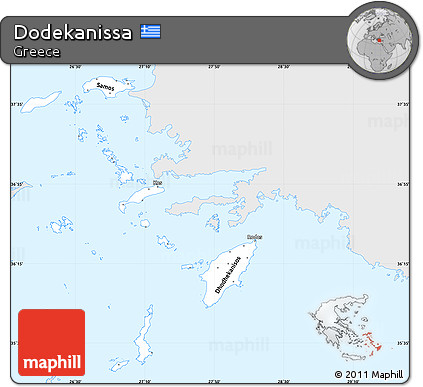 Silver Style Simple Map of Dodekanissa, single color outside