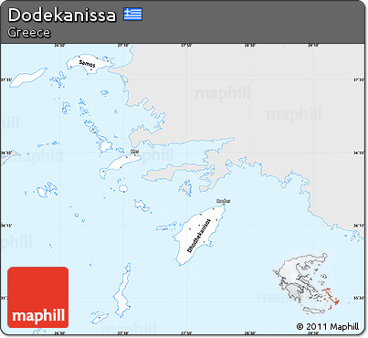 Silver Style Simple Map of Dodekanissa, single color outside