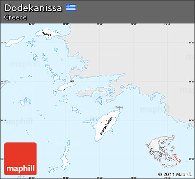Silver Style Simple Map of Dodekanissa, single color outside