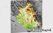 Physical 3D Map of Ipiros, darken, desaturated