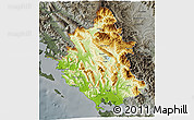 Physical 3D Map of Ipiros, darken, semi-desaturated