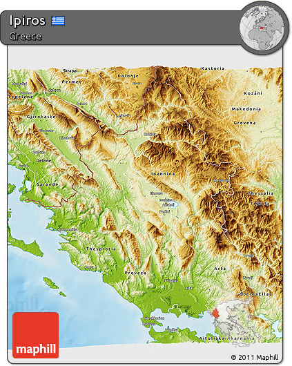 Physical 3D Map of Ipiros