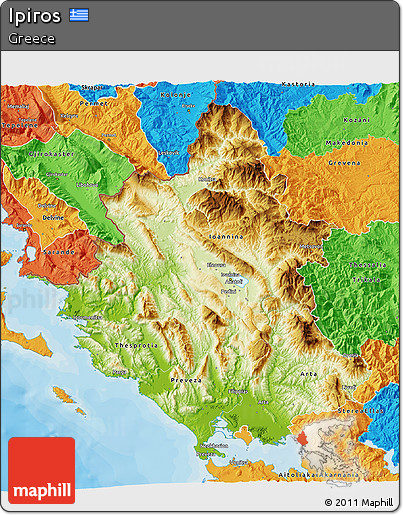 Physical 3D Map of Ipiros, political outside