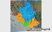 Political 3D Map of Ipiros, darken, semi-desaturated