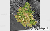 Satellite 3D Map of Ipiros, darken, desaturated