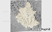 Shaded Relief 3D Map of Ipiros, darken, desaturated