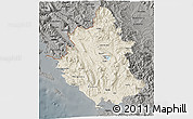 Shaded Relief 3D Map of Ipiros, darken, semi-desaturated