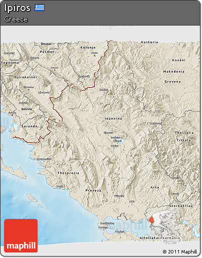 Shaded Relief 3D Map of Ipiros