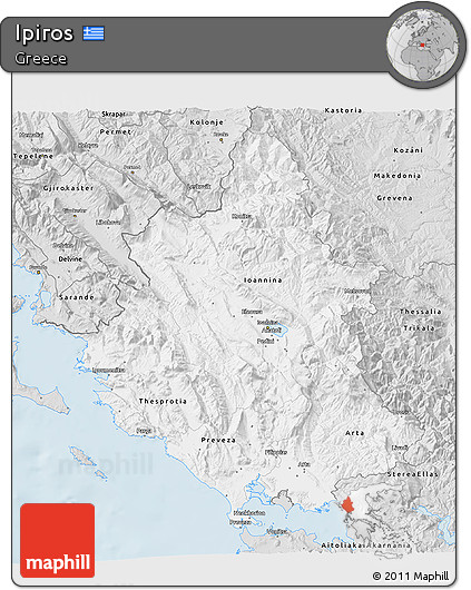 Silver Style 3D Map of Ipiros