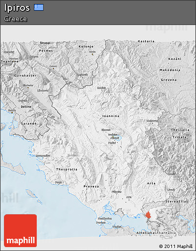 Silver Style 3D Map of Ipiros