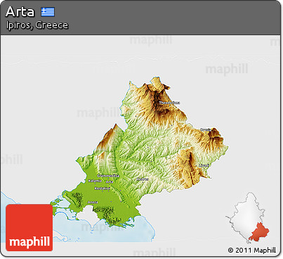 Physical 3D Map of Arta, single color outside